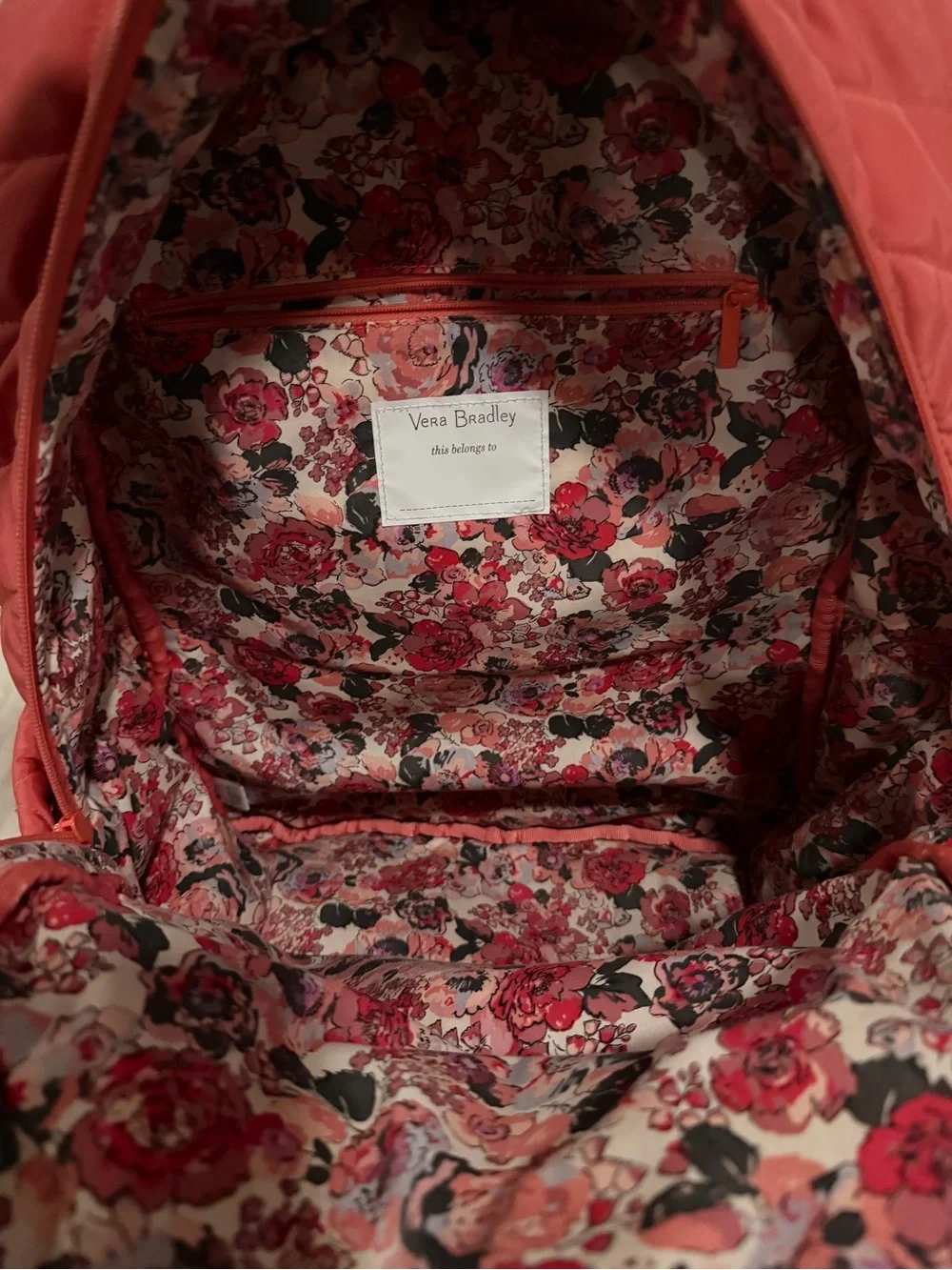 Vera Bradley Quilted Coral Pink Backpack - Picture 13 of 13